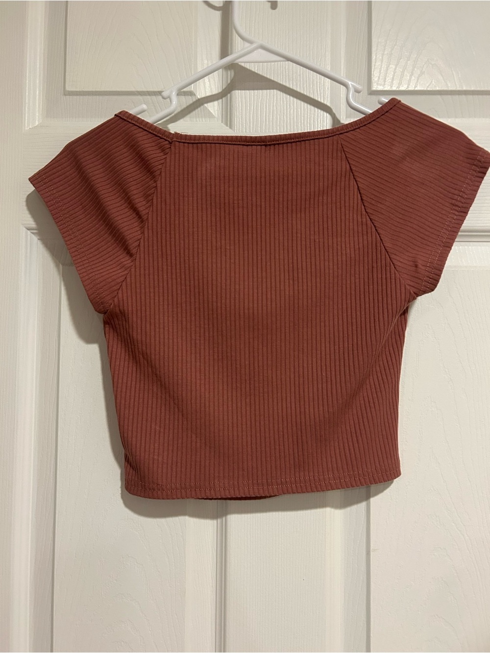 SHEIN Ribbed Square Neck Rust Crop Top - Picture 3 of 3